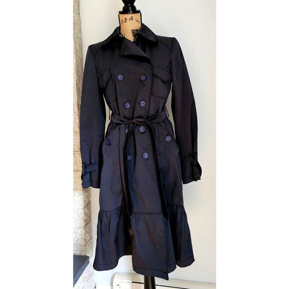 Max Mara Ruffle Hem Trench Coat. Weekend Edition, Womens Sz 8, Excellent cond - Picture 12 of 13